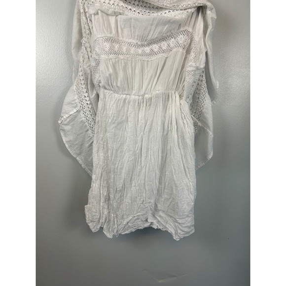 Nation AK Boho Crochet Lace Maxi Dress Medium Beach Wedding White Smocked Resort - Picture 6 of 9